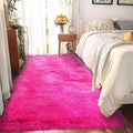 Fluffy Rug Runners 2x6, Super Soft Hot Pink Bedside Rug, Runner Rug for Bedroom Girls, Non-Slip Rug Hallway Decor