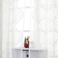 VISIONTEX Sheer Curtains 72 Inches Long 2 Panels Set Beige Moroccan Embroidery Texture Geometric Rod Pocket Ivory White Voile Tulle Semi Window Treatment Pair for Bedroom Living Room 54 x 72 Inches