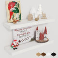 Fun Memories Floating Shelves for Wall, 22.5" Rustic Wood Deep Wall Mounted Shelves with Invisible Brackets for Decor & Storage, Floating Shelf for Living Room, Bathroom (White, Set of 2)