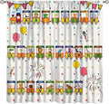 Alphabet Train Kids Curtain Animals Alphabet Children Teens Early Learning Printed Rod Pocket Blackout Window Treatments for Classroom Bedroom Nursery Playroom 52" W X 84" L