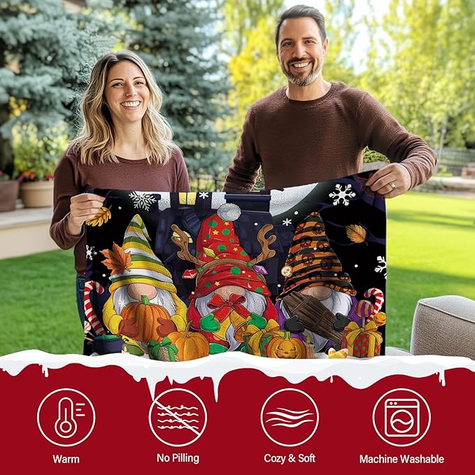 Christmas Blanket, Christmas Throw Blanket for Sofa Couch Room Bed, Xmas Gifts for Women Men Daughter Son Kids, Gifts for Thanksgiving, Pumpkin Gift, 50"x60"