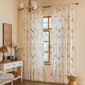 ENJOYBRIDAL Bird Patterned Curtains 63 Inch Long Semi Sheer Living Room Drapes Floral Bedroom Printed Short Window Curtain Panels Boho 2 Panels Farmhouse Botanical Rod Pocket Window Treatments