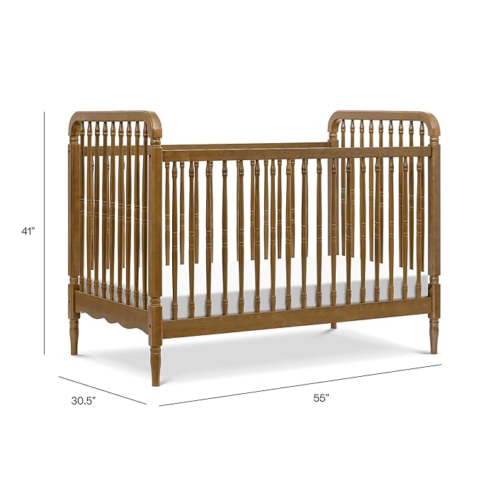 Namesake Liberty 3-in-1 Convertible Spindle Crib with Toddler Bed Conversion Kit in Natural Walnut, Greenguard Gold and FSC® Certified