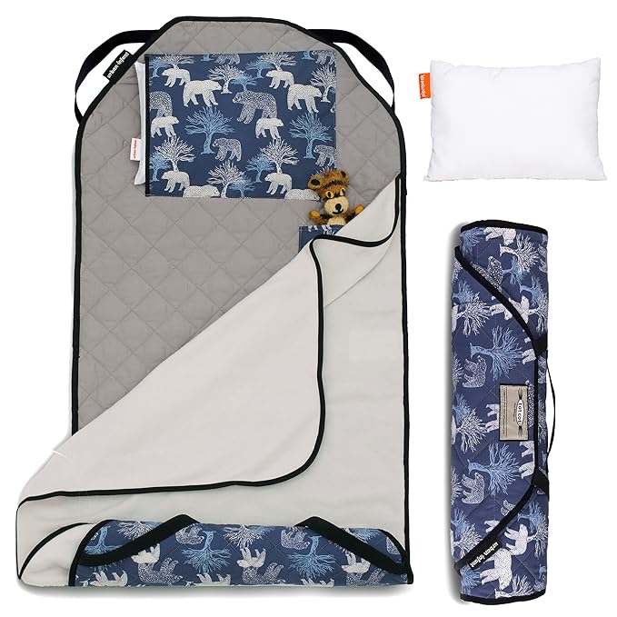 Personalized Tot Cot Kids Nap Mat - Toddler Preschool Daycare Bedding Cover with Blanket and Pillow - Ages 2 Yrs to 5 Yrs