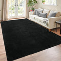 Chicrug 4x6 Minimalist Washable Area Rugs for Bedroom Living Room Classroom, Modern Soft Memory Foam Rug for Kids Nursery, Low Plie Indoor Carpet for Dorm Dining Office Bedside Room Decor, Black