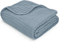 Comfy Cubs Muslin Baby Blanket - Soft, Lightweight, 6-Layer Cotton Swaddle Blankets for Newborns, Infants & Toddlers - 40" x 40" Large, Breathable & Versatile for Sleeping & Tummy Time - Pacific Blue