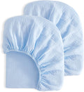 NTBAY 2 Pack Muslin Cotton Crib Sheets, Soft and Breathable Double Layer 28x52 Baby Crib Sheets for Standard Crib and Toddler Mattresses, Boys, Girls, Unisex, Aqua, 28x52 Inches