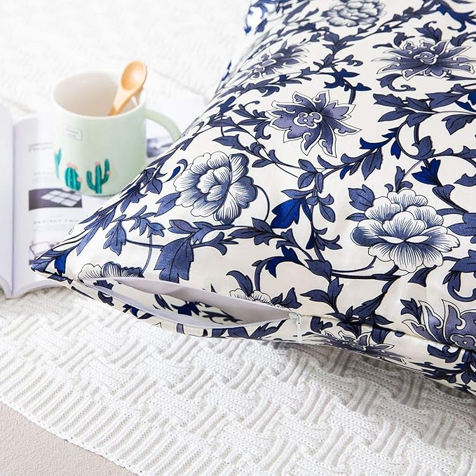 SLPBABY Silk Pillowcase for Hair and Skin with Hidden Zipper Print (Queen, Pattern13)