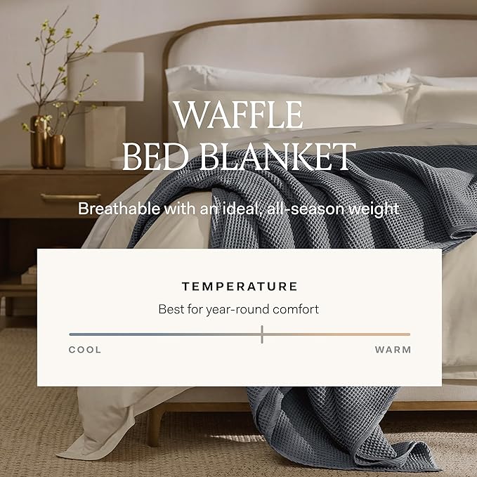 BOLL & BRANCH Waffle Bed Blanket - Twin/Twin XL, White - Luxury 100% Organic Cotton - Soft, Lightweight, Breathable - Textured Waffle Weave Design