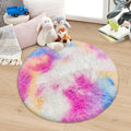 Rainbow Round Rugs 3ft Kids Rugs for Girls Bedroom, Fluffy Princess Shag Carpet Unicorn Rugs Room Decor, Small Circle Area Rugs for Baby Nursery, Toddler Room Decor