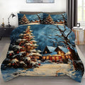 Christmas Comforter Set King: Winter Scenery Christmas Tree Bedding for Kids Girls Bedroom Festival Quilt 1 Comforter & 1 Pillowcase