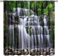 Natural Scenery Blackout Curtains, Spring Rustic Forest Waterfall River Landscape Window Drapes, for Bedroom Living Room 42" W X 54" L