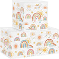 Clastyle Rainbow Kids Storage Cube Organizer Set Boho Closet Clothes Cube Storage Bin Nursery Toddler Toy Box Chest Boys Girls Book Shelf Basket,Sun,11.8x11.8x11.8 in