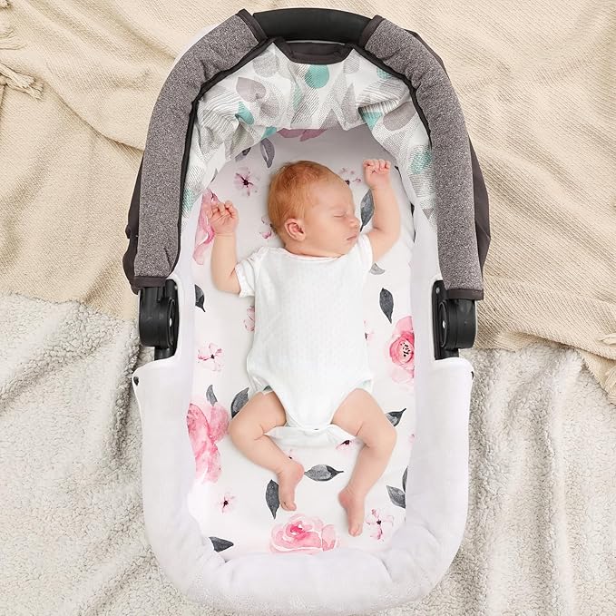 PHF Soft Bassinet Sheet Set, 2 Pack Silky Comfy Breathable Cradle Sheets for Baby Girls, Univeral Fit for Most Oval Rectangle Cradle and Bassinet Mattress/Pad, Pink Floral