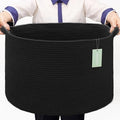 Extra Large Blanket Basket 87L, Laundry Hamper, Baby Nursery Hamper for Storage Toys Clothes Towels, Large Cotton Rope Laundry Basket for Girls Boys, 22”x 14”, Black