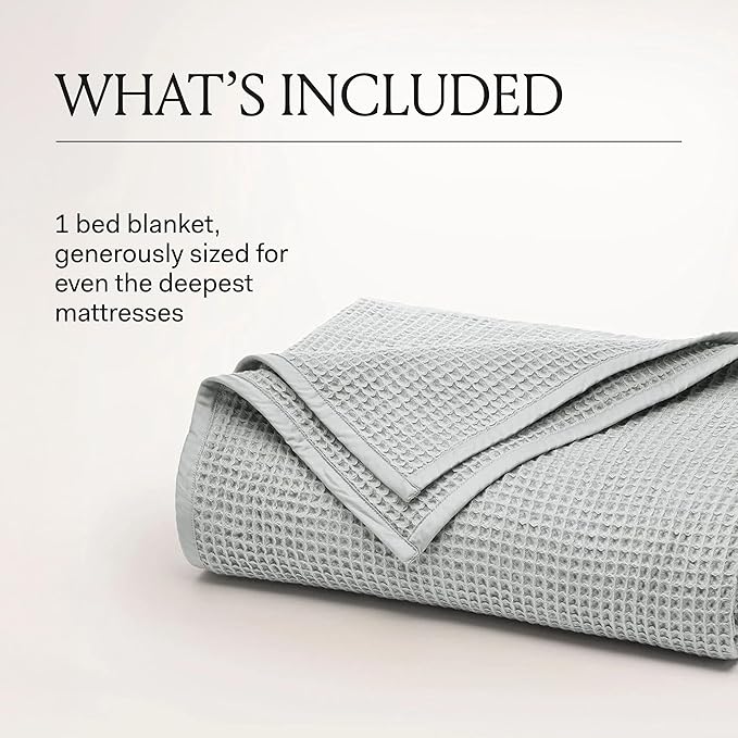 BOLL & BRANCH Waffle Bed Blanket - Twin/Twin XL, Pewter - Luxury 100% Organic Cotton - Soft, Lightweight and Breathable - Textured Waffle Weave Design