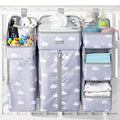 Orzbow XL Hanging Diaper Caddy Organizer for Baby Essentials, Removable 3 in 1 Diaper Stacker, Changing Table Organizer for Crib, Playard, Wall, Multi-Compartments, Two Hang Ways, Grey Cloud