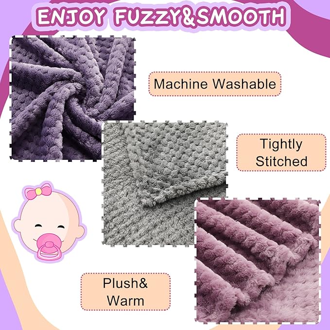 Frienda 4 Pcs Baby Fuzzy Blanket Fluffy Baby Blanket for Boys Girls Soft Warm Infant Newborn Toddler Receiving Nursery Bed Supplies, 32 x 24 Inch(Purple Color)