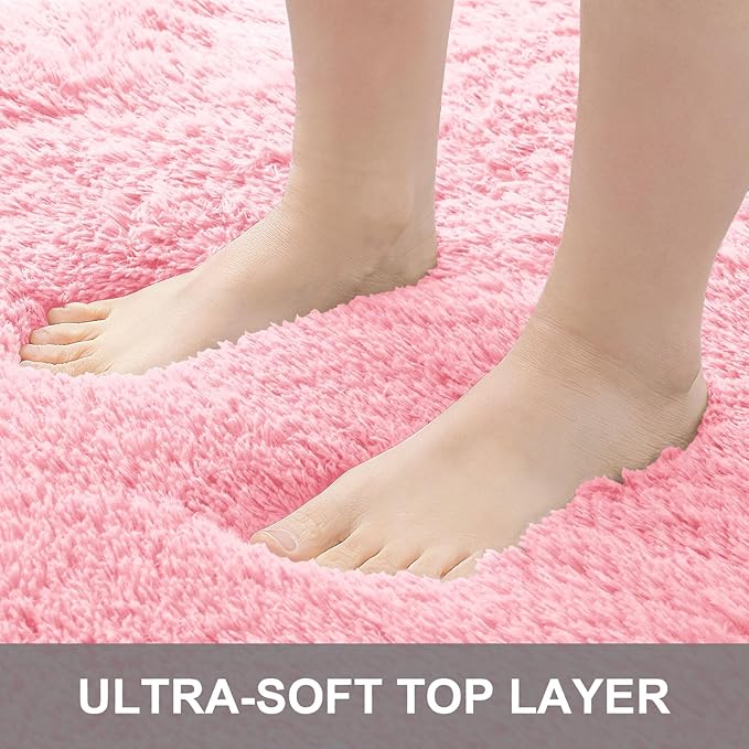 OLANLY 6x9 Machine Washable Large Area Rugs for Living Room, Bedroom, Soft Fluffy Shaggy Bedside Rug, Indoor Floor Carpet for Kids Girls and Boys, Dorms, Nursery, Home Decor Aesthetic, Pink