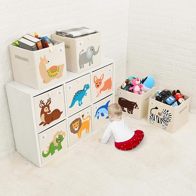 CLCROBD Foldable Animal Cube Storage Bins Fabric Toy Box/Chest/Organizer for Toddler/Kids Nursery, Playroom, 13 inch (Dolphine)