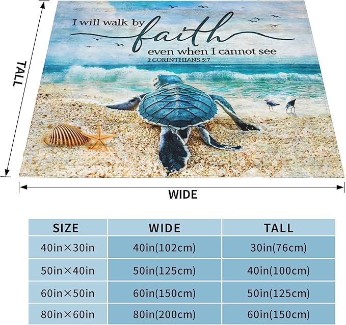 Jinflower Sea Turtle Throw Blanket - Super Warm Soft Cozy Plush Fleece Flannel Blanket for Kids & Adults - 50"x60"