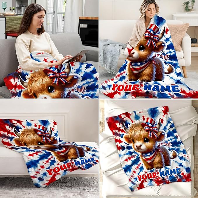 Highland Cow Blanket for Adults - 60" x 80" Inches Custom Highland Cow Theme Throw Blanket for Women - Cozy Fuzzy Warm Throw for Bed & Living Room