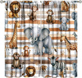 Kids Animal Curtains Elephants Giraffes Monkeys Lions Zebras Window Treatment for Kids Boys Girls Nursery Baby Bedroom Playroom Home Decor Window Drapes 52" W X 84" L