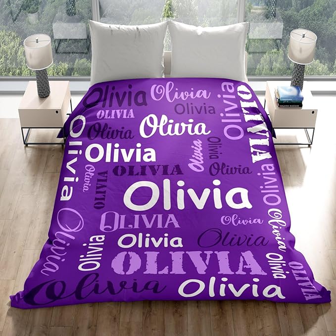 Gudina Personalized Baby Blankets and Throws, Custom Blanket with Name, Personalized Christmas Blanket Gifts for Women Men