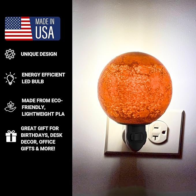 Moon Night Lights | Night Lamp LED Light | 3D Solar System NightLight, Planet Home Décor, Space Nursery, Kids Room, Space Gift, Birthday Gifts, Bedroom Decorations (Mercury, 4 Inch)