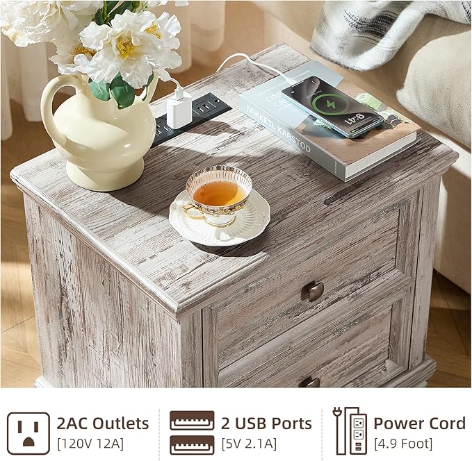 Farmhouse Bedroom Dresser and Nightstand Set of 4, 6 Drawer Tall & 5 Drawers Dresser & 2 Drawer Nightstand Set, Rustic Wood Furniture Set for Bedroom, Hallway, Grey