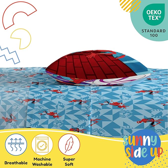 Sunny Side Up Kids Sheet Set Includes Sheets and Pillow Cover - 100% Microfiber Bedding and Room Decor, Blue - Spiderman, 3 Piece Toddler