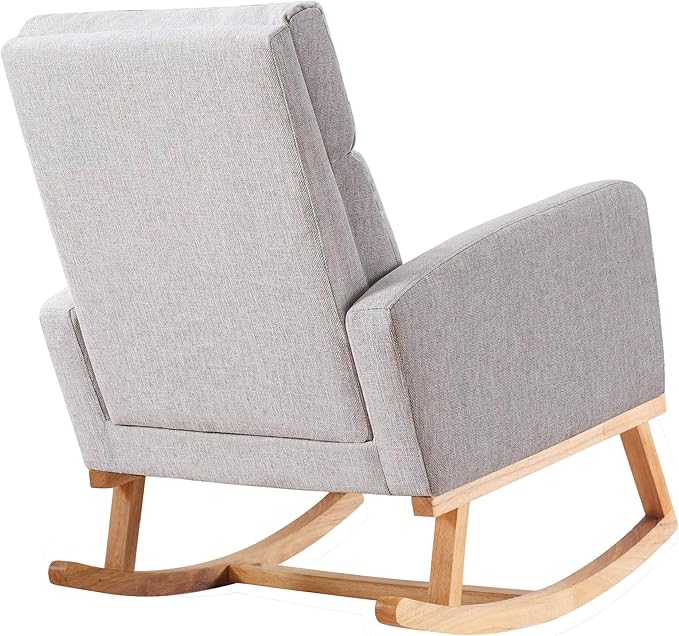 Rocking Chair Nursery, Nursing Rocking Chairs with Foot Rest for Mom Breastfeeding, Rocker Glider Chair with High Backrest for Living Room, Bedroom, Light Gray