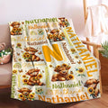 Personalized Custom Sunflower Highland Cow Blanket Gift for Kids Boys Girls with Name - Customized Sunflower Highland Cow Super Soft Flannel Sheets Decor for Crib Nap Couch - 90"x120" for Whole Family