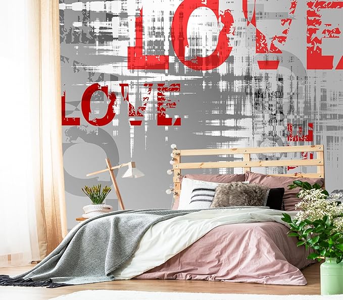 XMPMBM-Graffiti Art backsplash Large Decorative Wallpaper Colorful Alphabet Bedroom Bathroom Wall Mural- W 154" X H 105"（112 Square Foot）