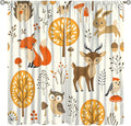 Kids Forest Animal Curtains,Baby Bedroom Window Treatments, Cartoon Watercolor Forest Animal Lion Boys Girls Children Bedroom Drapes 42x63in