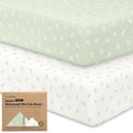 2-Pack Pack and Play Sheets, Waterproof Mini Crib Sheets Fitted - Organic Cotton Pack N Play Sheets for Graco Pack and Play Mattress, Playard Baby Crib Sheets, Neutral for Boy, Girl, Toddler (Herb)