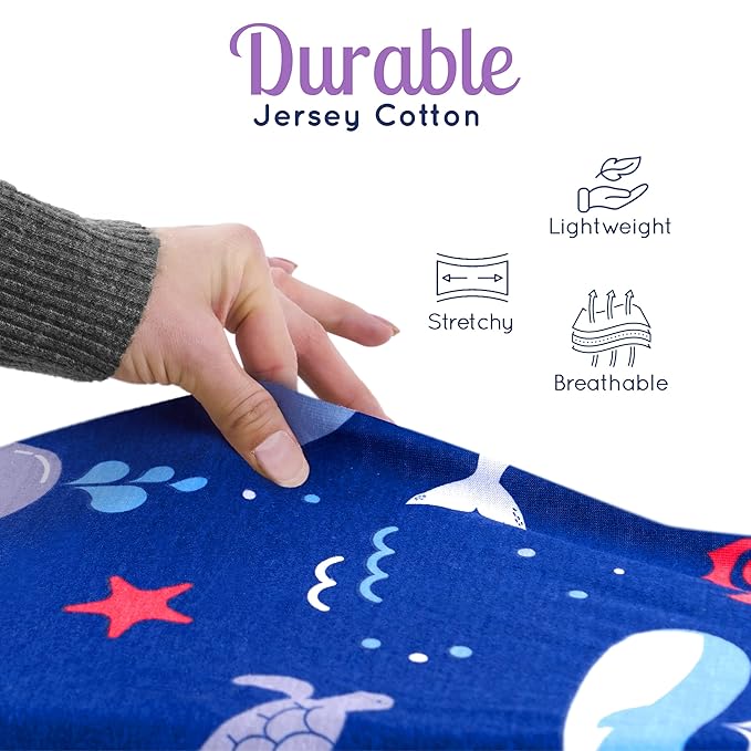 GROW WILD Changing Pad Cover 3 Pack | Soft & Stretchy Jersey Cotton | Baby Changing Table Pad Cover | Diaper Changing Pad Covers for Girls and Boys (Ocean & Under The Sea)