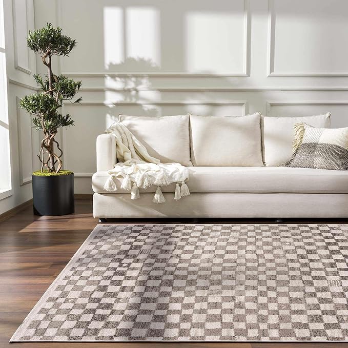 Hauteloom Benjy Living Room, Bedroom Area Rug - Farmhouse - Cream, Beige, Tan - 18" x 18"