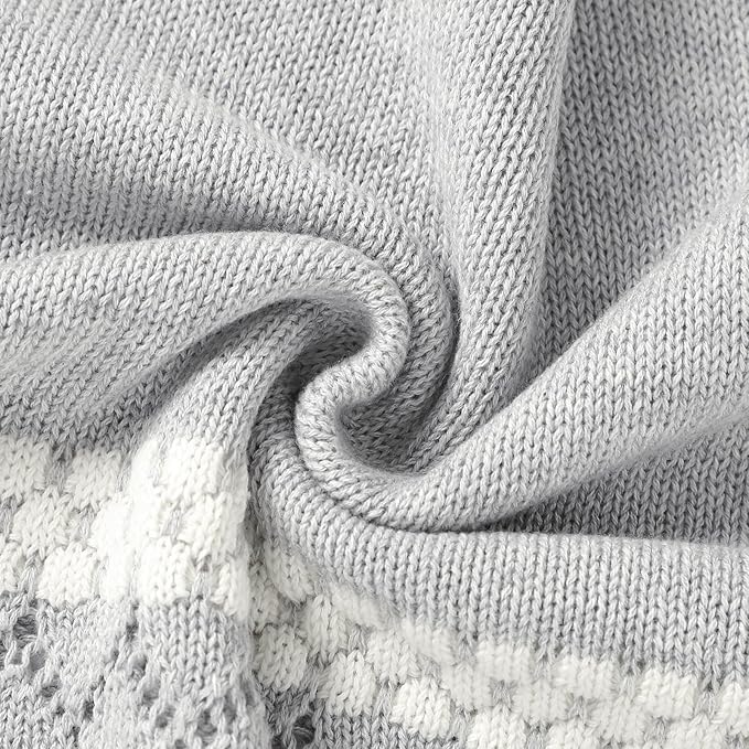 mimixiong 100% Coton Baby Blanket Knitted Receiving Baby Blankets for Newborns Boy Girl 40x30 Inch
