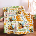 Personalized Custom Honeybee Blanket Gifts for Kids Boys Girls with Name - Customized Honeybee Super Soft Lightweight Flannel Sheets Decor for Crib Nap Couch - 90"x120" for Whole Family