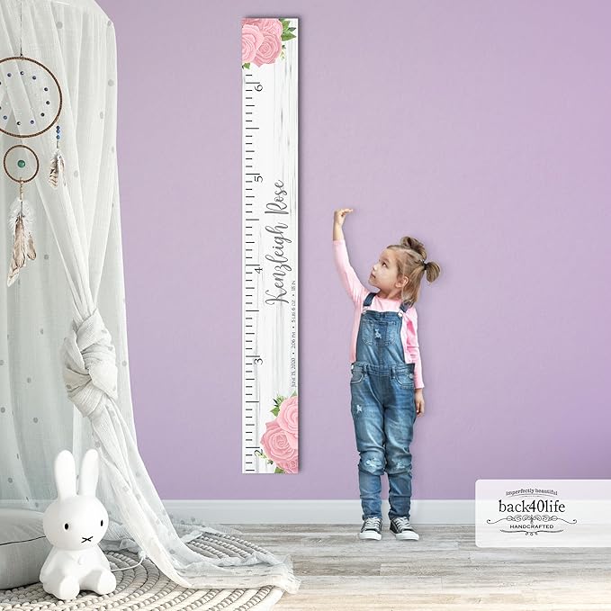 Wooden Kids Growth Chart Ruler for Boys and Girls (Haley)
