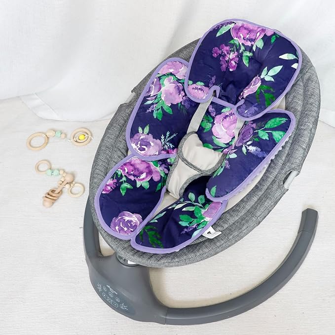TANOFAR Carseat Head Support for Newborn, Soft Infant Car Seat Head Neck Body Support, Baby Car Seat Cushion Perfect for Car Seat, Stroller, Bouncer, 2-in-1 Reversible, Purple Floral