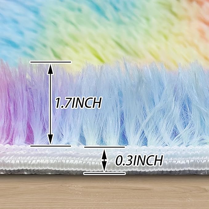 Rainbow Round Rug 5Ft,Colorful Rug for Room Decor and Girls Bedroom,Fuzzy Circle Area Rugs for Dorms Nursery Rooms Kids Unicorn Room Decor Aesthetic Kids Play Mat