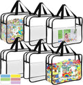OPELETNNT 6 Packs Large Toy Storage Bags with Pockets, Reusable Clear PVC Board Game Storage with Labels, Travel Waterproof Organizer Bags Double Zipper for Building Blocks, Puzzle, Kids Books