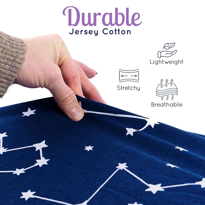 GROW WILD Changing Pad Cover 3 Pack | Soft & Stretchy Jersey Cotton | Baby Changing Table Pad Cover | Diaper Changing Pad Covers for Girls and Boys (Stars, Moon & Constellation)
