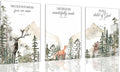 3pcs Framed Forest Animals Bible Verse Wall Art Misty Forest Deer Bear Fox Paintings Canvas Prints Poster Inspirational Quotes Pictures Wall Decor for Home Bedroom Nursery Baby Room Playroom Decor