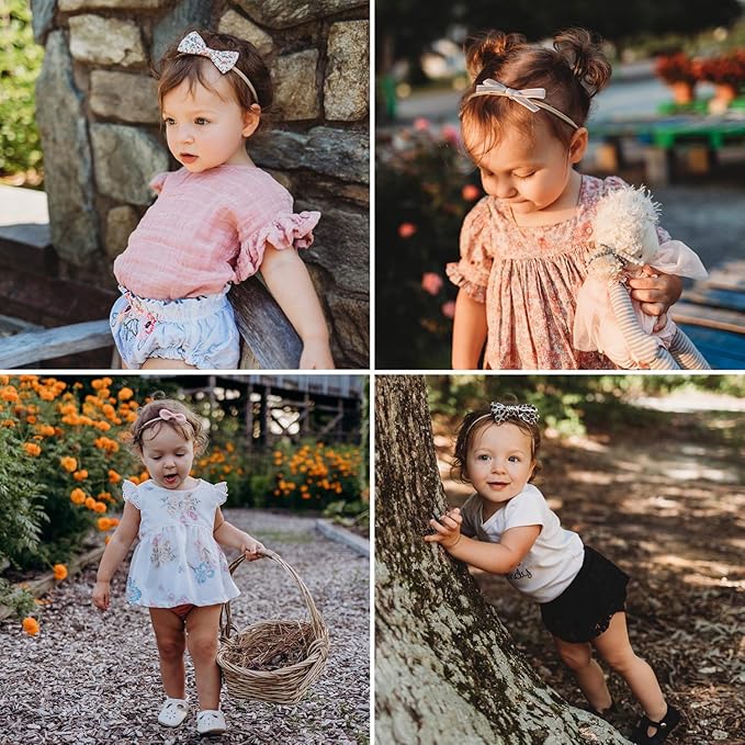 Baby Girl Headbands and Bows, Newborn Infant Toddler Nylon Hairbands Hair Accessories