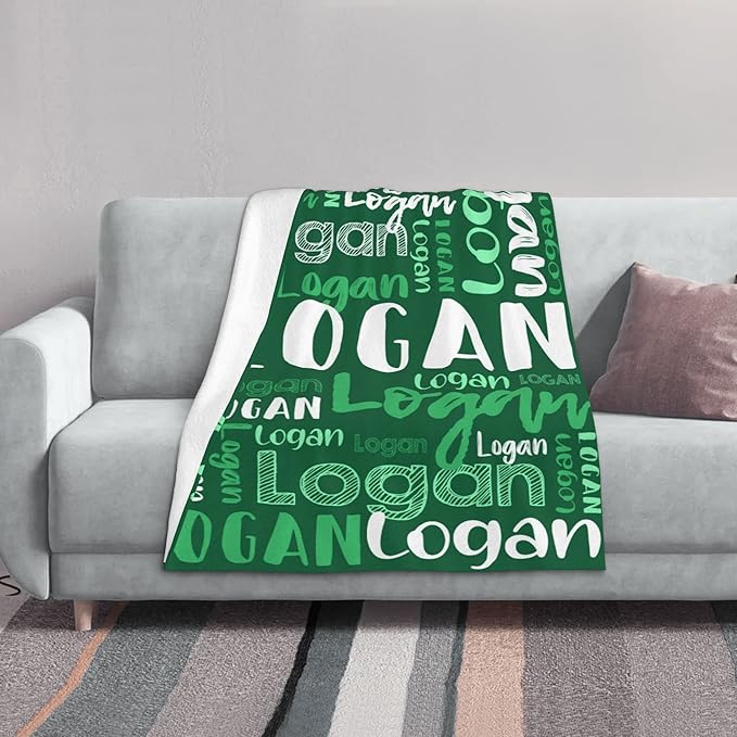 Dr.TOUGH Personalized Blankets with Name Customized Baby Blankets for Girls Boys Adults Monogrammed Blankets and Throws Christmas Birthday Mothers Fathers Valentines Day Gift (Green,50''×60'')
