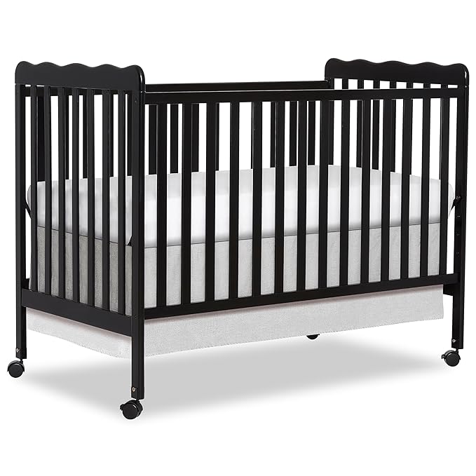 Dream On Me Carson Classic 3-in-1 Convertible Full-Size Baby Crib in Black, GreenGuard Gold & JPMA, 4 Mattress Heights, Converts to Day & Toddler Bed, Locking Wheels, Classic Nursery Design