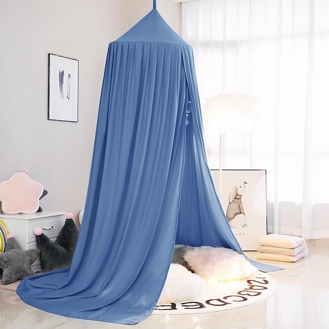 Princess Bed Canopy for Girls, Extra Large Hanging Canopy for Bed, Dreamy Play Tent for Girls Room Bedroom Decoration, Breathable Canopy Bed Curtain for Children Reading Nook - Navy Blue